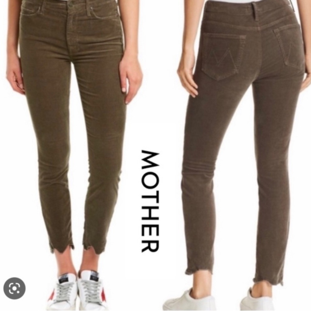 MOTHER High Waisted Looker Ankle Chew Corduroy Jeans in Hopscotch size 27